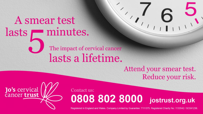 A smear test takes 5 minues. The impact of cervical cancer lasts a lifetime.  Attend your smear test now