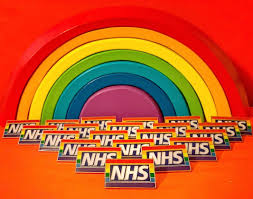 The rainbow flag for the LGBT community with NHS 